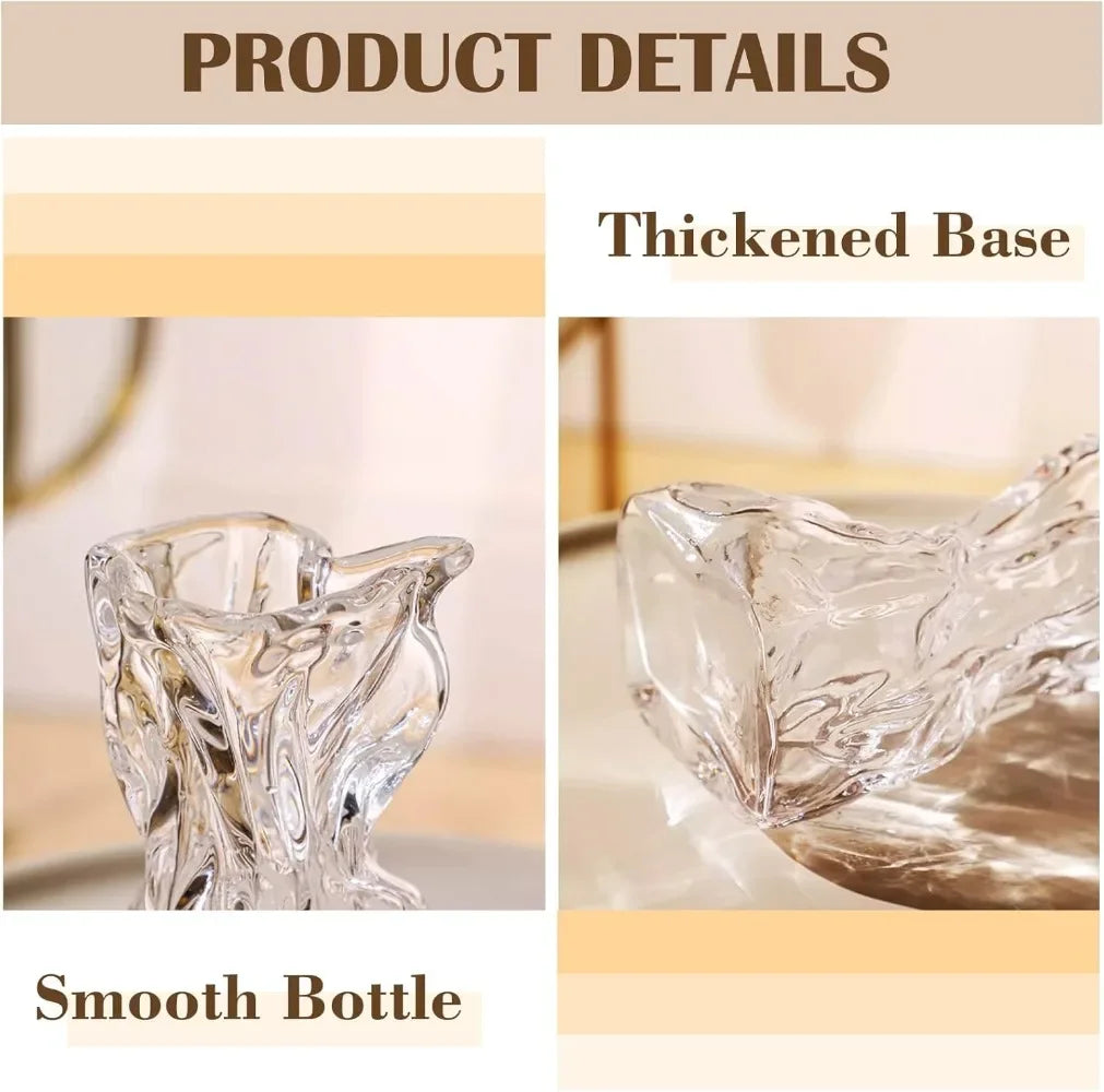 6 inch small glass vase, irregular transparent vase