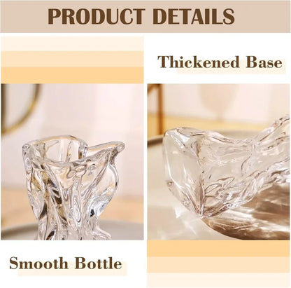6 inch small glass vase, irregular transparent vase
