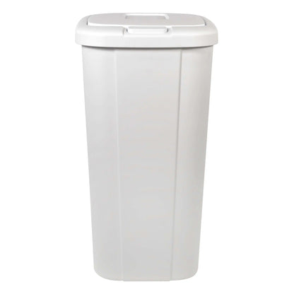 White 13.3 Gallon Plastic Touch Top Kitchen Trash Can