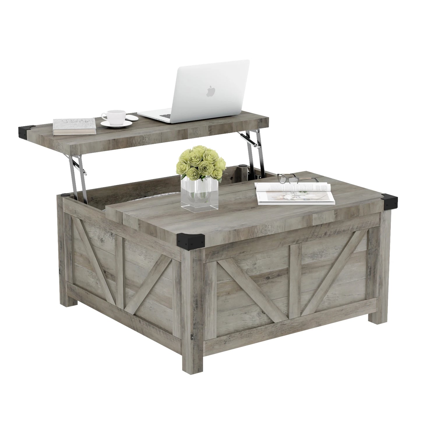 35.6"/40'' Lift Top Farmhouse Coffee Table with Large Hidden Storage