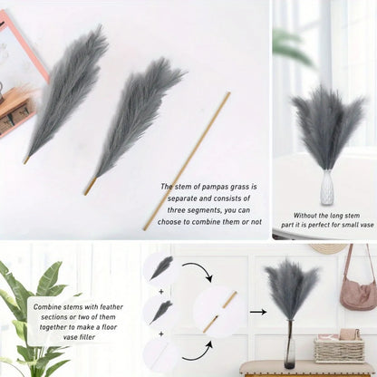 4 Pcs Artificial Pampas Grass Large Stems 43'' Tall