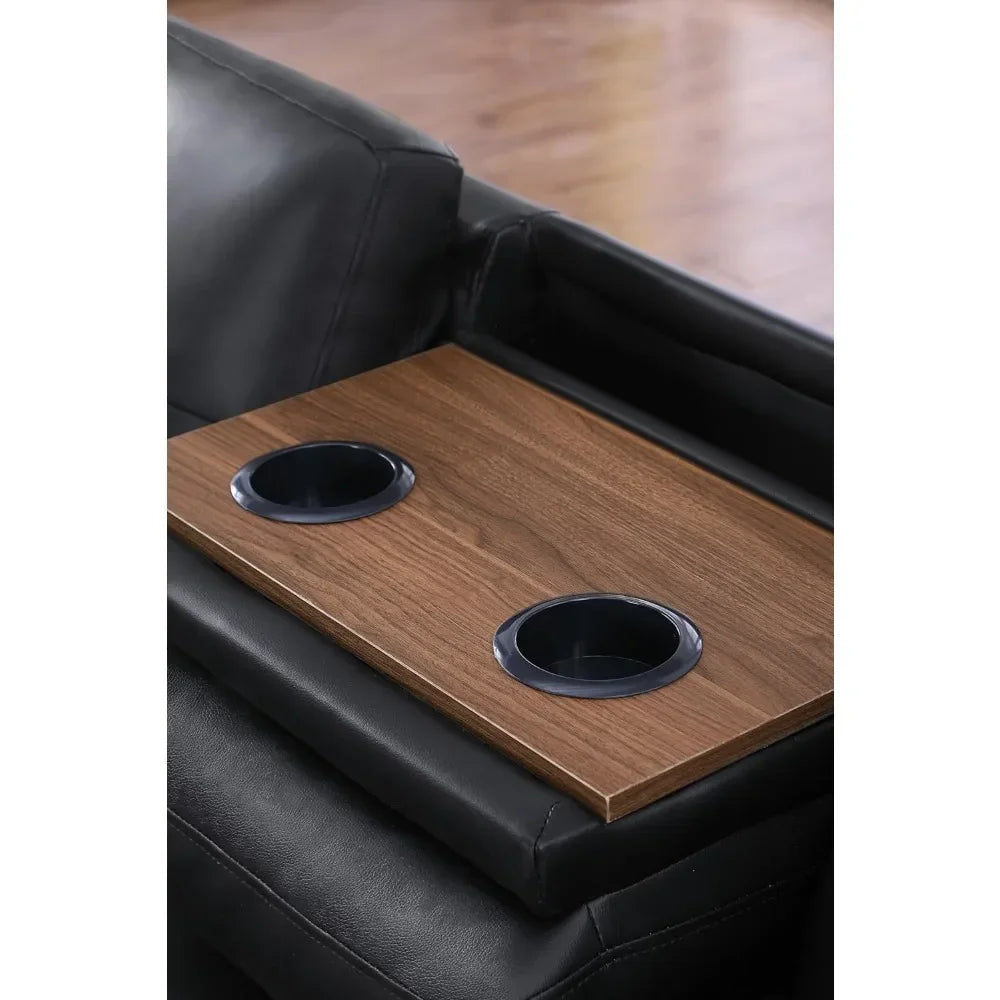 Sectional Sofa with Removable Storage Ottoman L-Shape Couch with Cupholder and Nailhead Trim 8" Faux Leather Sectional Sofa