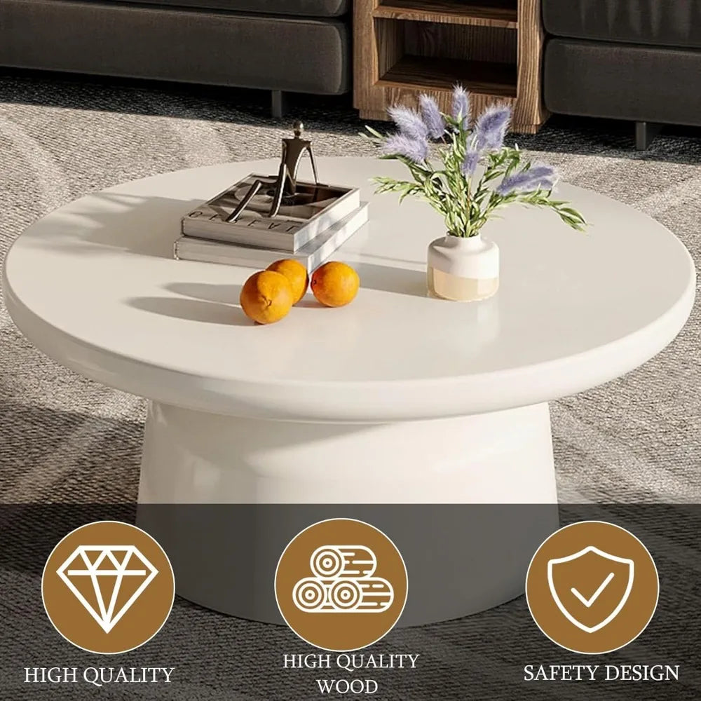 Creamy White Center Table, Modern Tea Table Low Floor