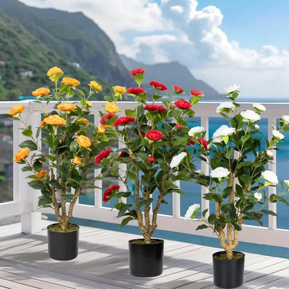2 Pack Artificial Camellia Tree