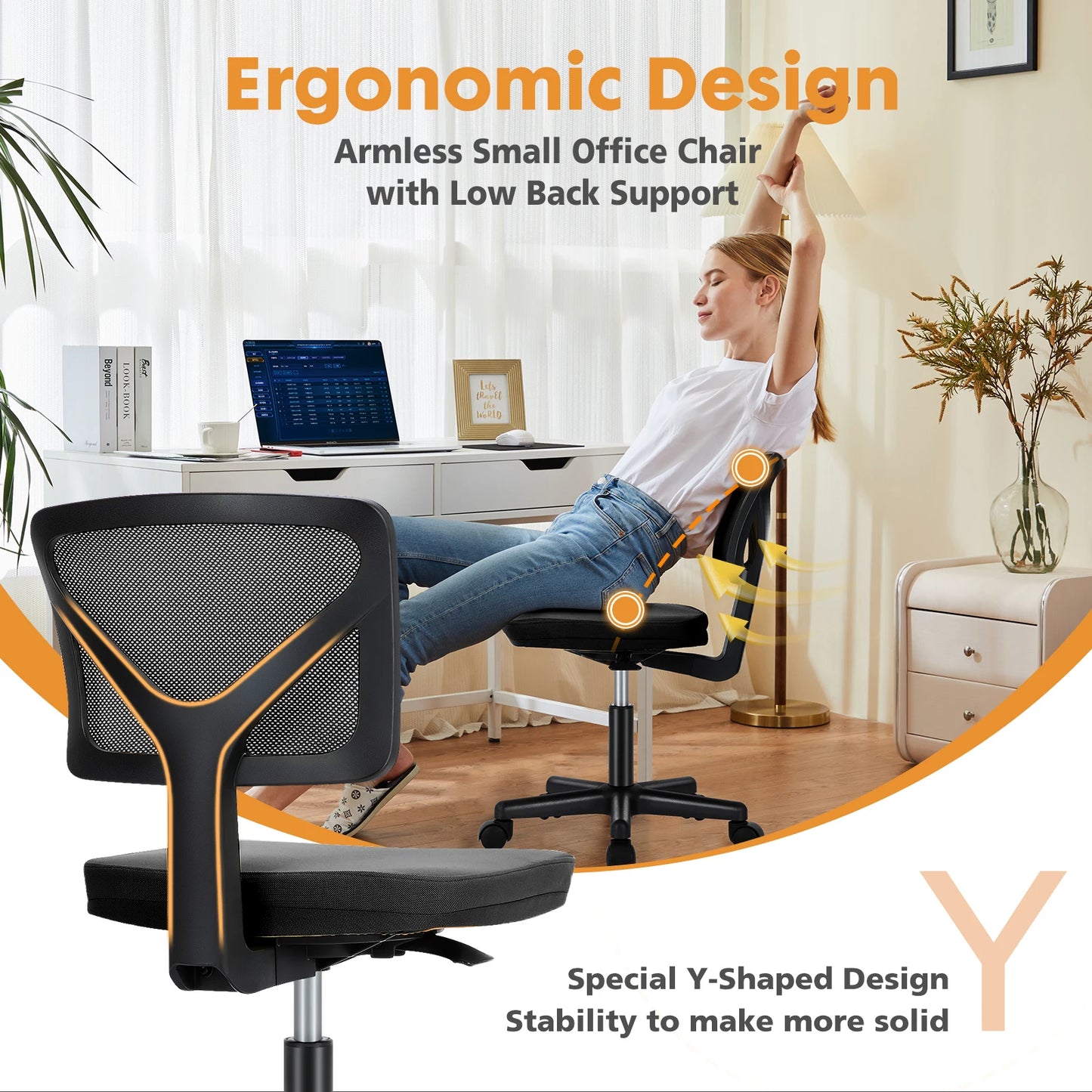 Armless Mesh Office Chair