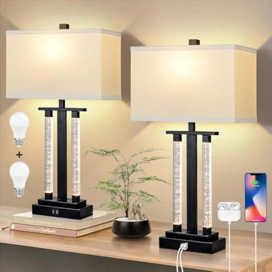 Modern Table Lamps Set of 2,  3 Way Lighting Modes Bedside Table Lamps for Bedroom