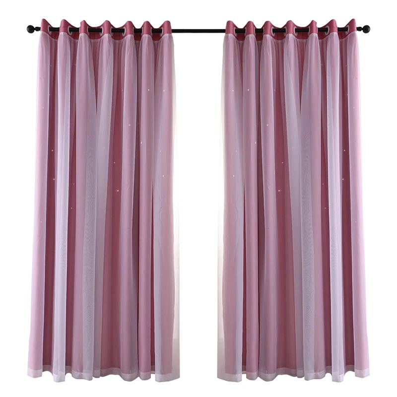 2-40x84in Panels Stars Curtains Blackout Curtains for Bedroom/Living room.