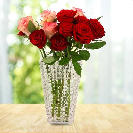Vase Large Clear  Crystal Glass Vase for Flowers Modern Flower Vases Luxury Home Table Flower Decor Glass Vases for Living Room