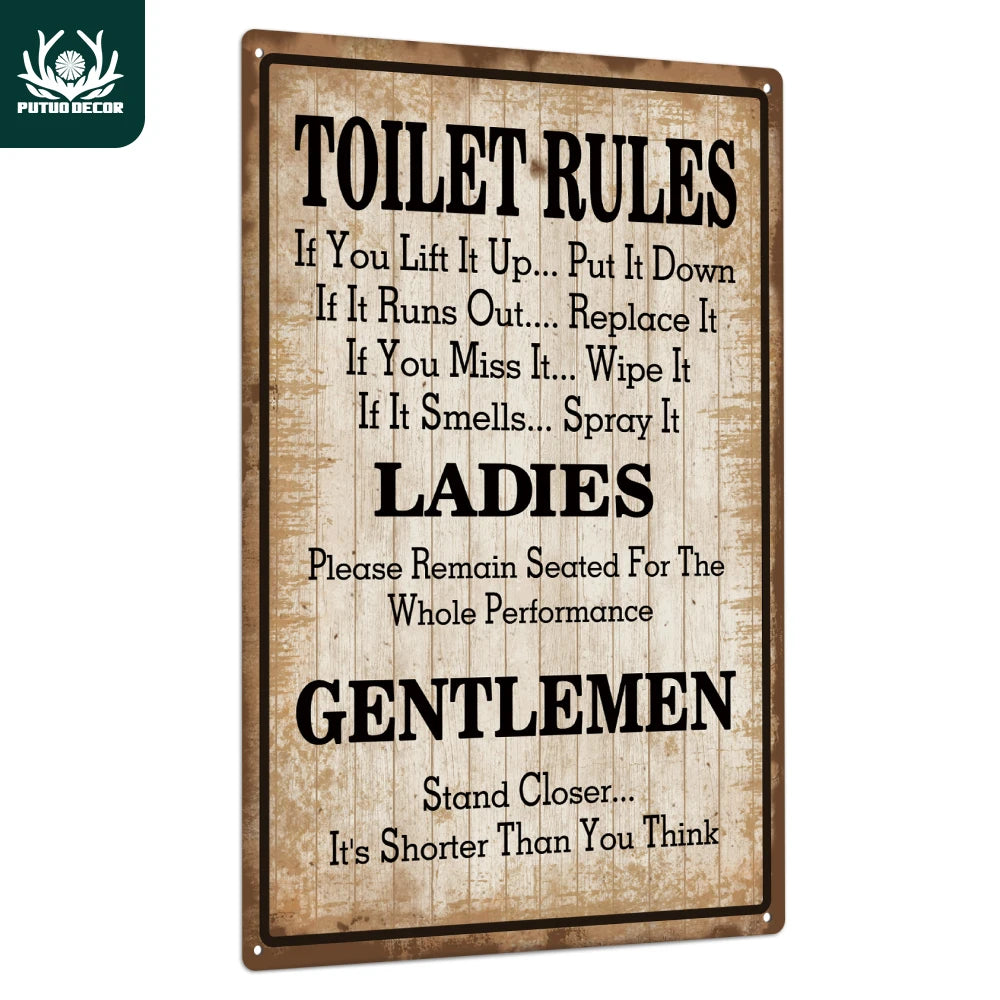 1pc Toilet Rules Metal Tin Sign