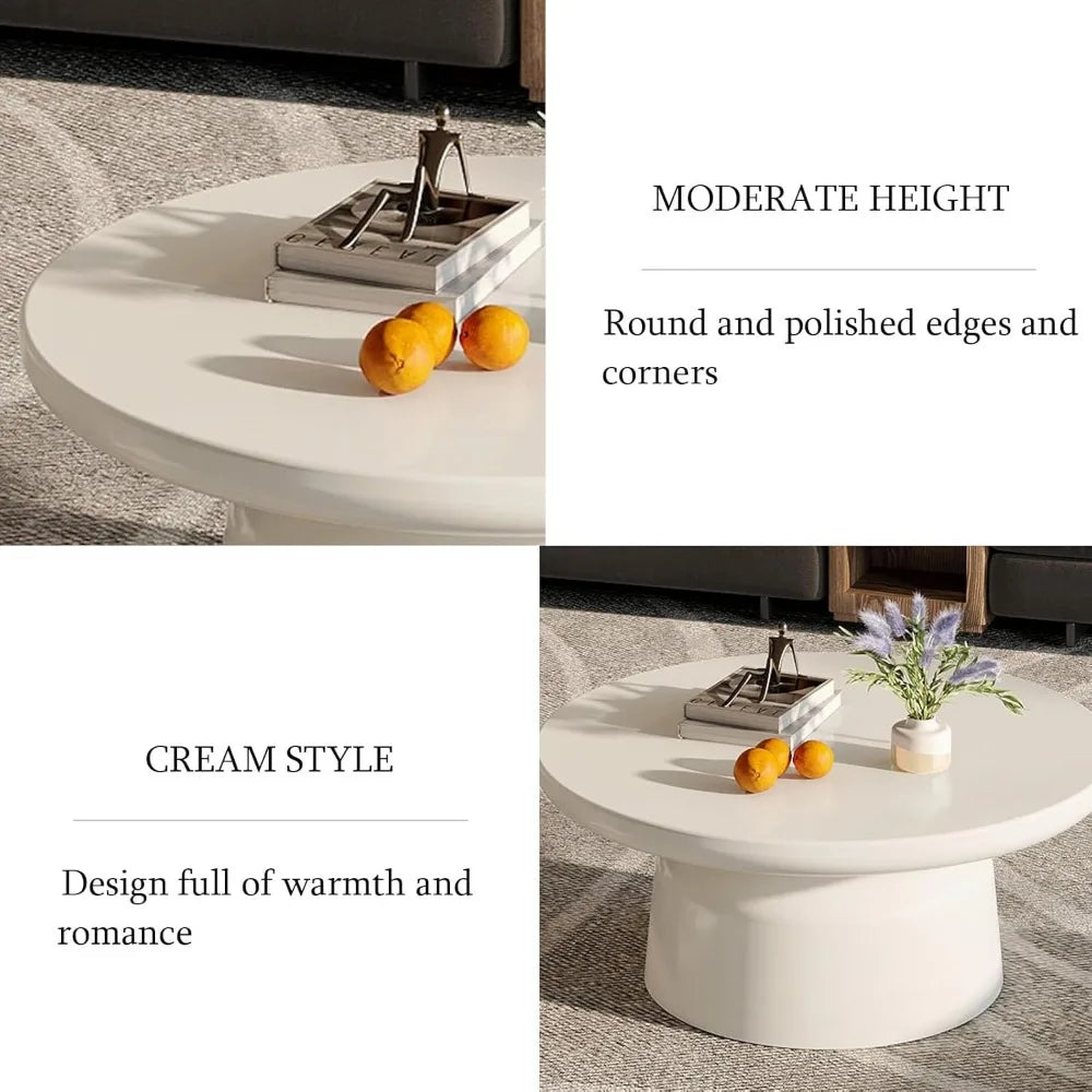 Creamy White Center Table, Modern Tea Table Low Floor