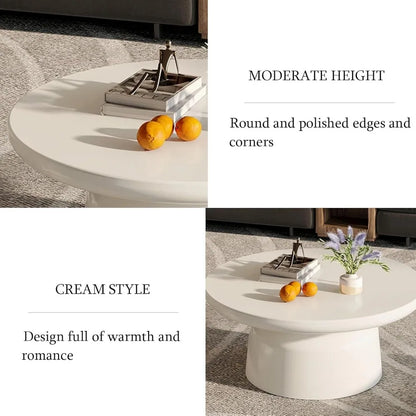Creamy White Center Table, Modern Tea Table Low Floor