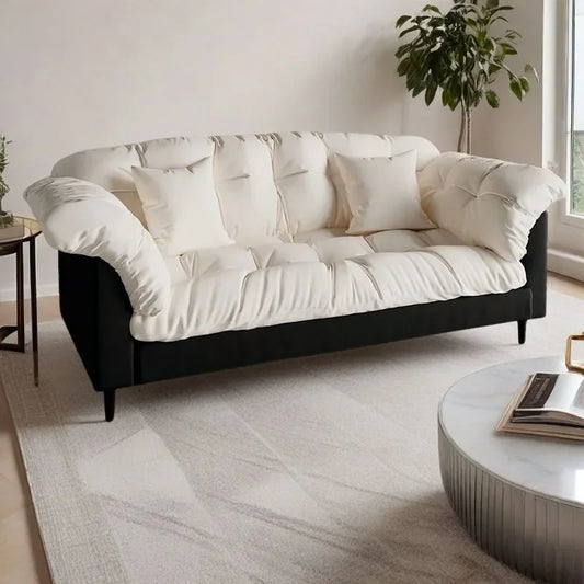 Modern Cloud Loveseat Sofa Plush 2-Seater Couch with Pillow Armrests for Small Spaces Living Room Bedroom Dorm Compact Design