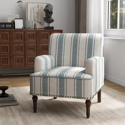 Stripe Accent Chairs Set of 2, Living Room Arm Chair Modern Nailhead Trim