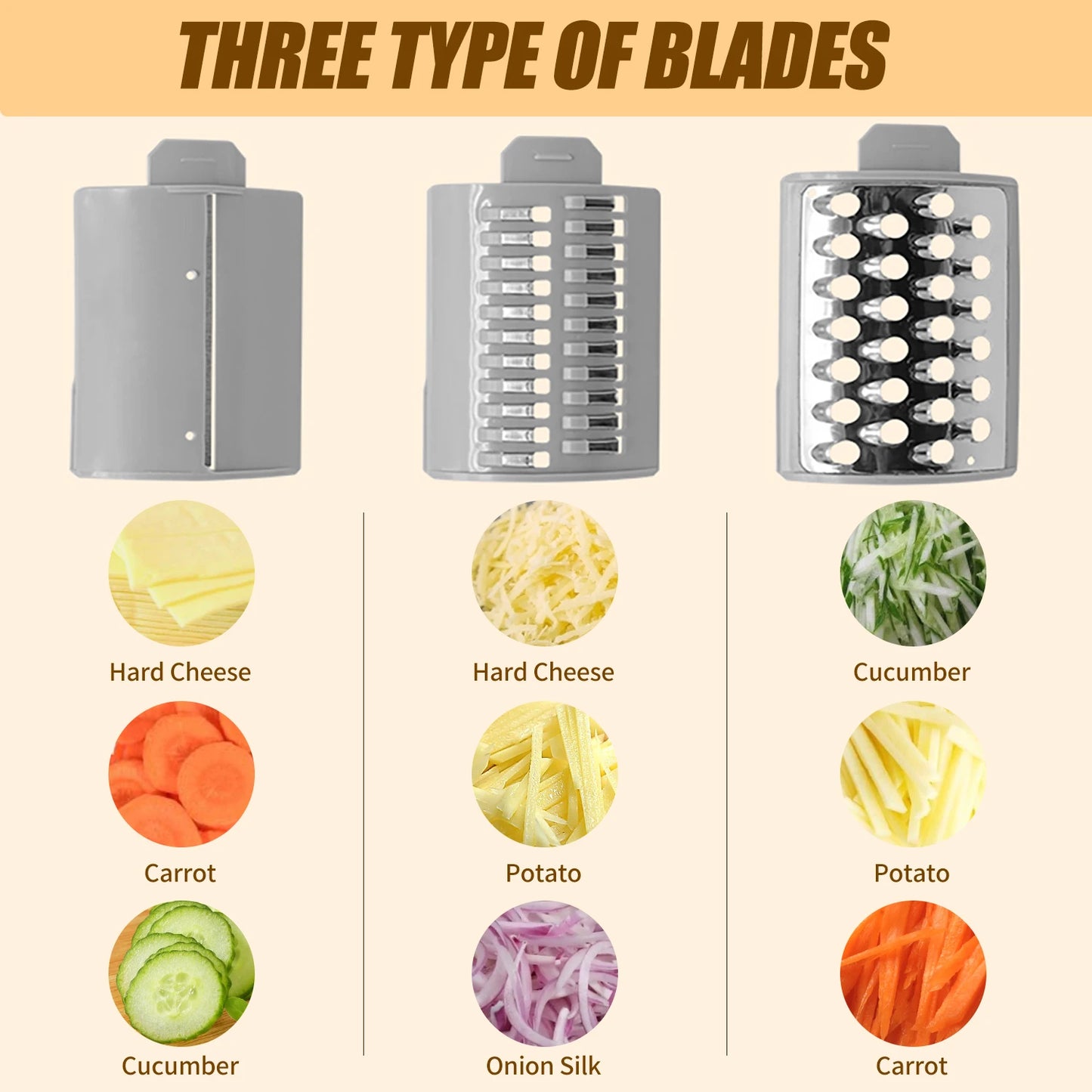 Electric Cheese Grater,Vegetable Slicer, Salad Maker, Fruit Cutter, Food Processor Spiralizer