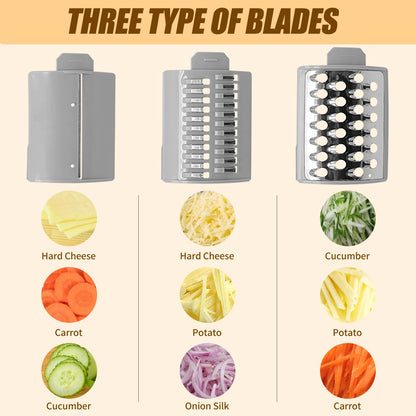 Electric Cheese Grater,Vegetable Slicer, Salad Maker, Fruit Cutter, Food Processor Spiralizer
