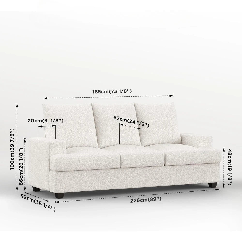 89" Sofa Couch with Extra Deep 3 Seats, Tool-Free Setup Sofa Bed