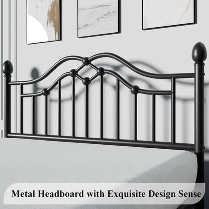Queen Metal Bed Frame with Headboard and Footboard, Iron Platform Bed Frame, Under Bed Storage, No Box Spring Needed