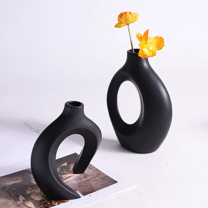 2pc ceramic vase artwork, living room bedroom study cafe and other decorations