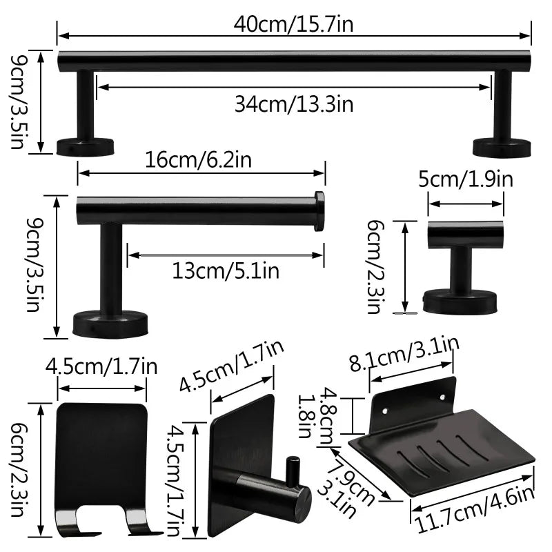 9 pc. Bathroom Hardware Set, multi colored