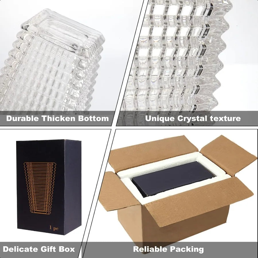 Vase Large Clear  Crystal Glass Vase for Flowers Modern Flower Vases Luxury Home Table Flower Decor Glass Vases for Living Room