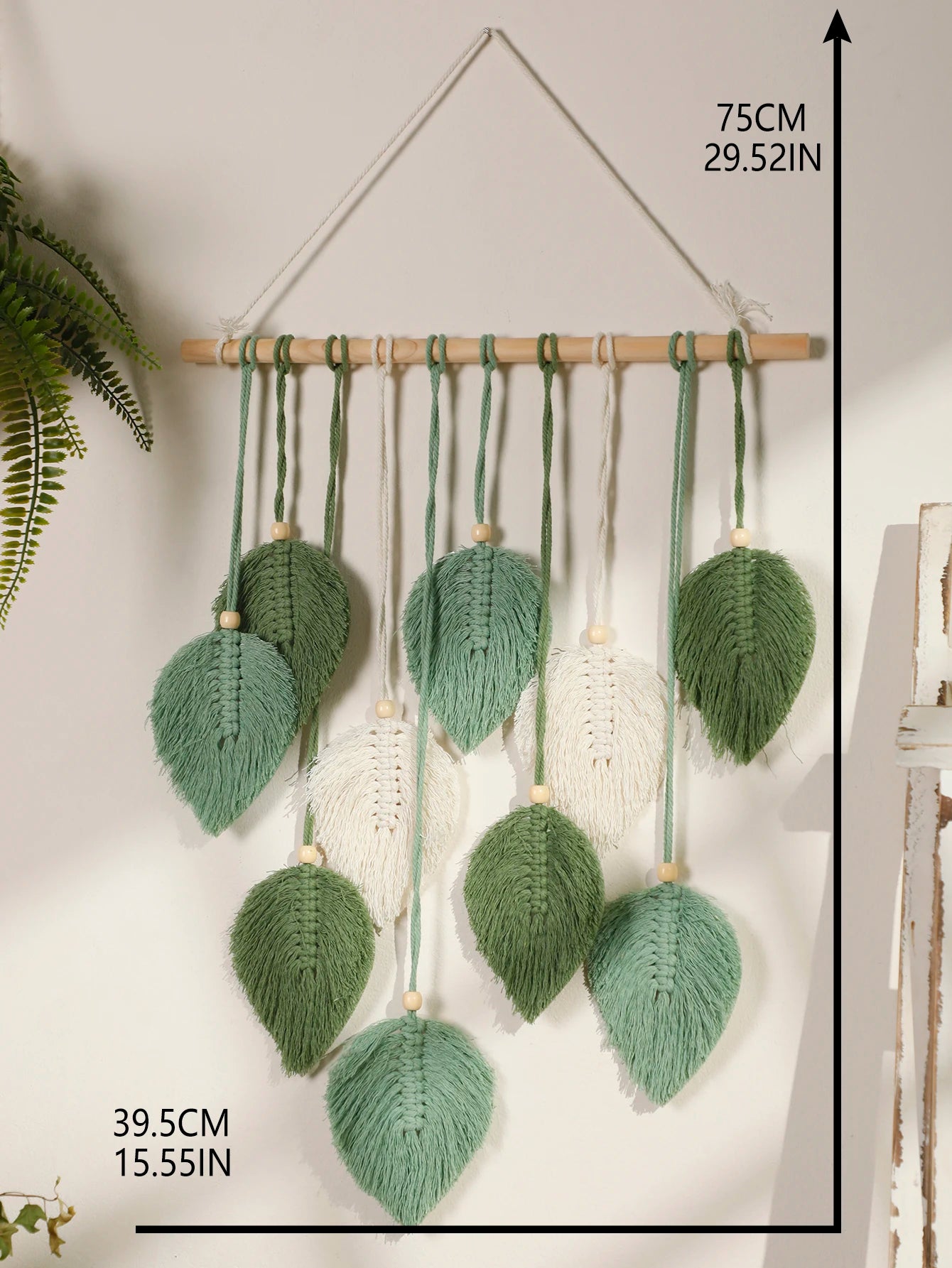 Boho Leaf Macrame Tapestry Brown Green Wall Tapestry