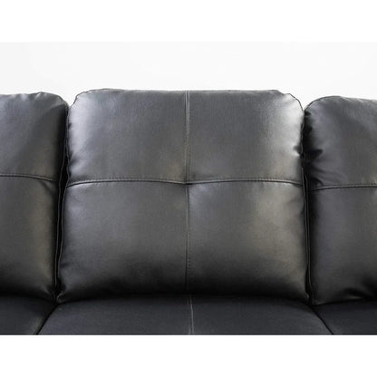 Sectional Sofa with Removable Storage Ottoman L-Shape Couch with Cupholder and Nailhead Trim 8" Faux Leather Sectional Sofa
