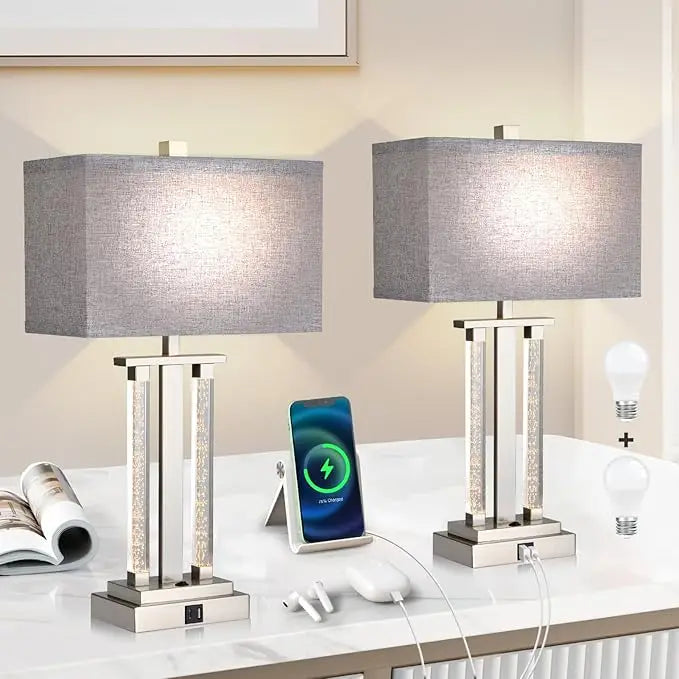 Modern Table Lamps Set of 2,  3 Way Lighting Modes Bedside Table Lamps for Bedroom