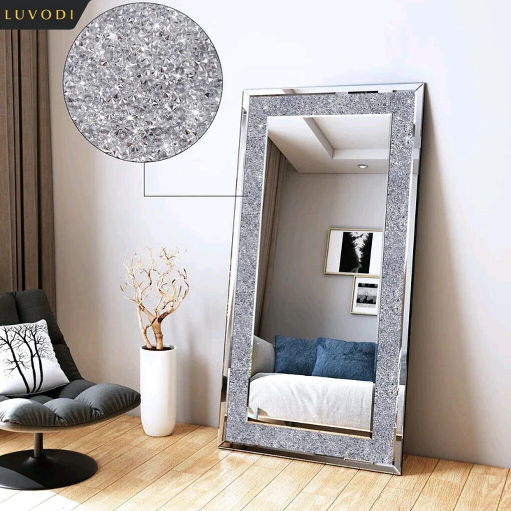 Large Silver Sparkly Crystal Rhinestone Vanity Mirror