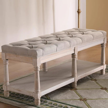 Upholstered Farmhouse Entryway Shoe Bench Or Bed End Stool