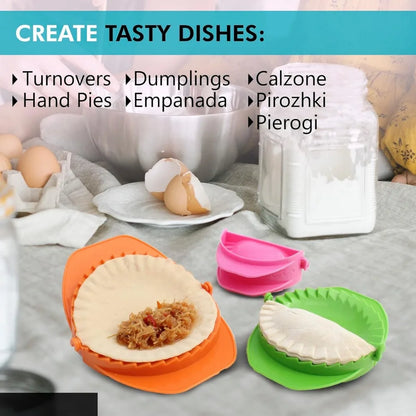 A set of 3 side press - plastic pastry formers and empanadas with crimped shell edges - kitchen tools