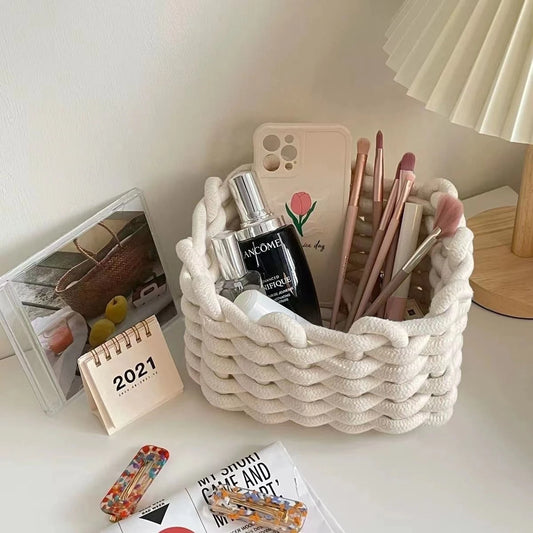 Small Storage Basket, Mini Basket, Cute Small Cotton Rope Woven Basket