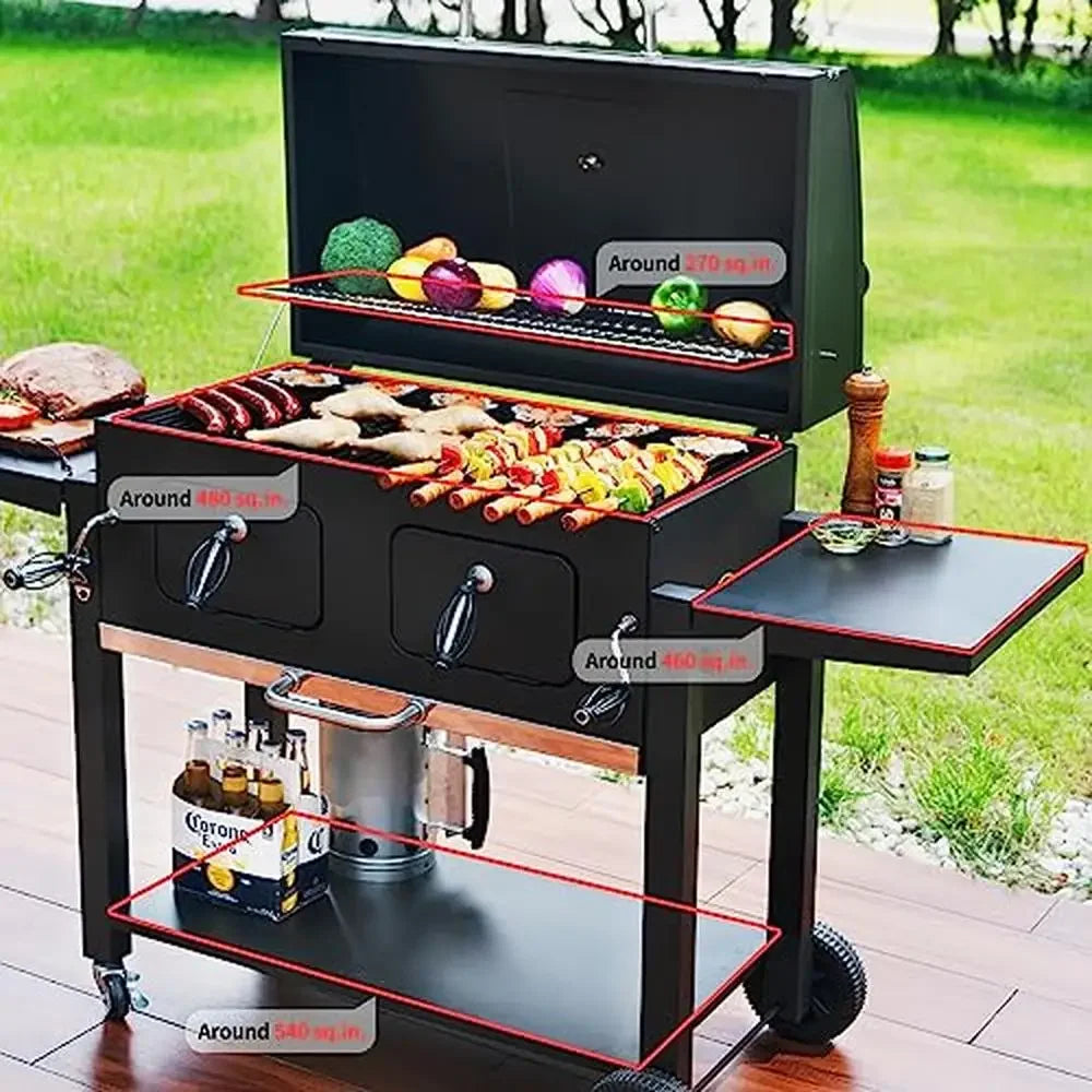 Outdoor Charcoal Grill and BBQ Smoker