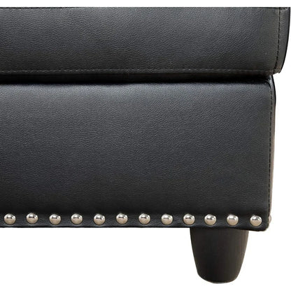 Sectional Sofa with Removable Storage Ottoman L-Shape Couch with Cupholder and Nailhead Trim 8" Faux Leather Sectional Sofa