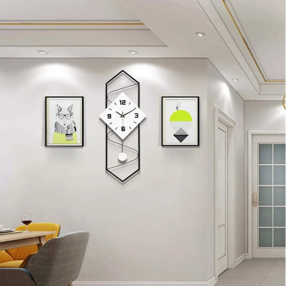 Silent Wall Clock Metal Modern Wall Clock Large Pendulum