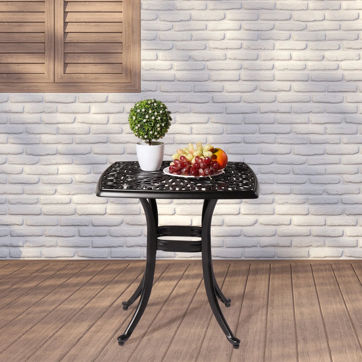 Outdoorr Cast Aluminum Square Table, End Table Side Table for Paio Backyard Pool, Cast Aluminum Cocktail Table