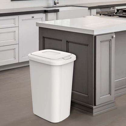 White 13.3 Gallon Plastic Touch Top Kitchen Trash Can