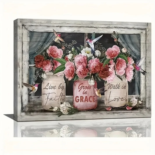 1.5 "thickness, interior art Deco, home decor, farmhouse style, vintage roses and inspirational quotes