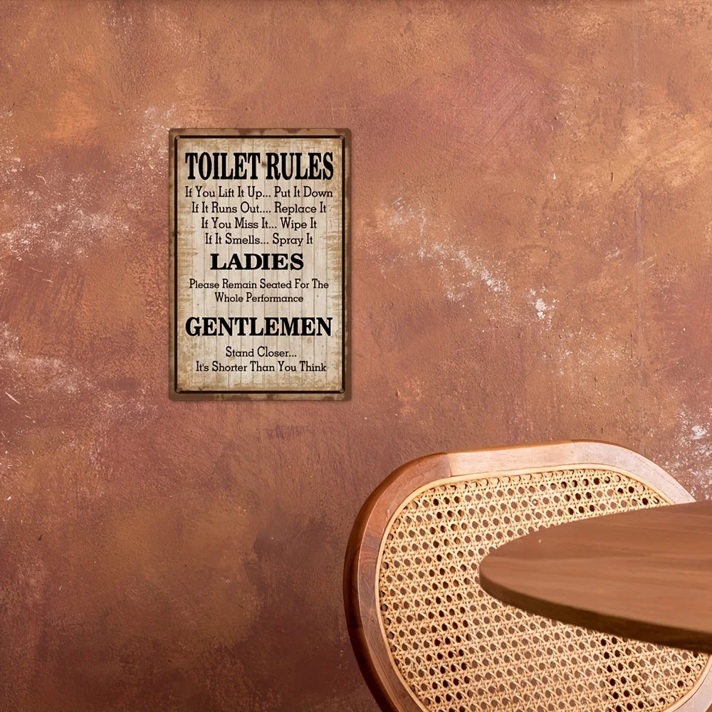 1pc Toilet Rules Metal Tin Sign