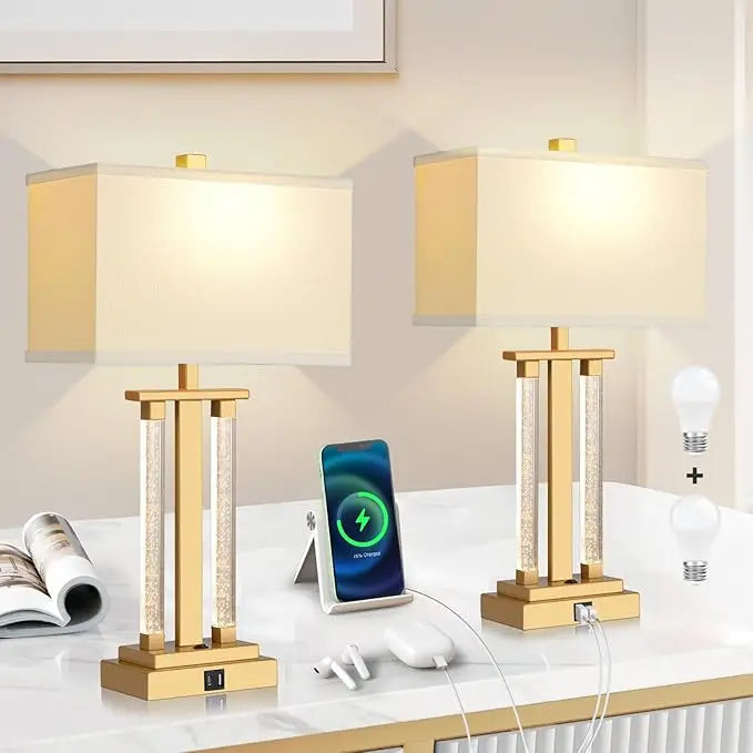 Modern Table Lamps Set of 2,  3 Way Lighting Modes Bedside Table Lamps for Bedroom