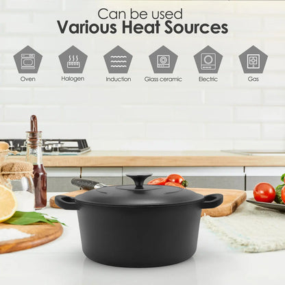 6 Quart Enameled Cast Iron Dutch Oven with Lid