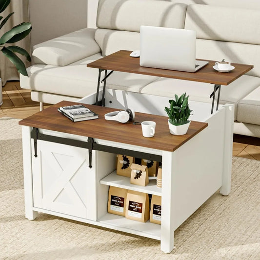31.5" table for living room, lift top coffee table with storage, farmhouse small living room, multifunctional.