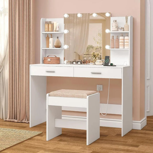 Makeup Vanity Desk with Mirror & Lights