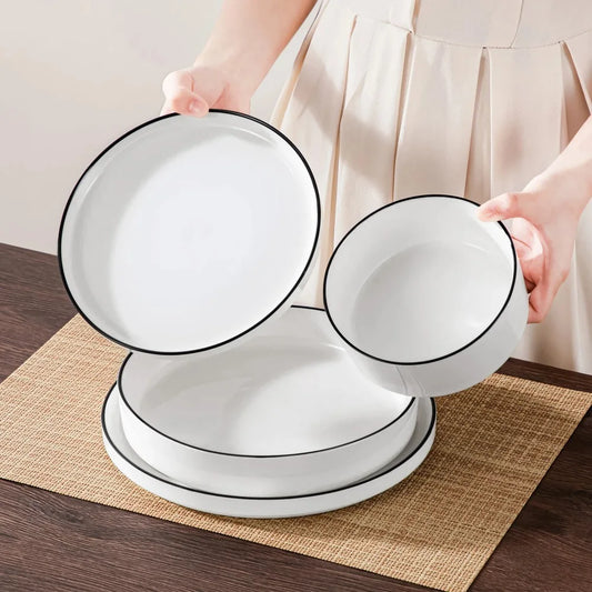 Ceramic Tableware Set 12/16/18/24PCS Dinner Plate, Dessert Plate, Bowl, Dinner Tableware Set Home Party Supply