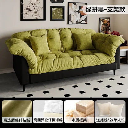 Modern Cloud Loveseat Sofa Plush 2-Seater Couch with Pillow Armrests for Small Spaces Living Room Bedroom Dorm Compact Design