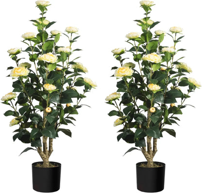 2 Pack Artificial Camellia Tree