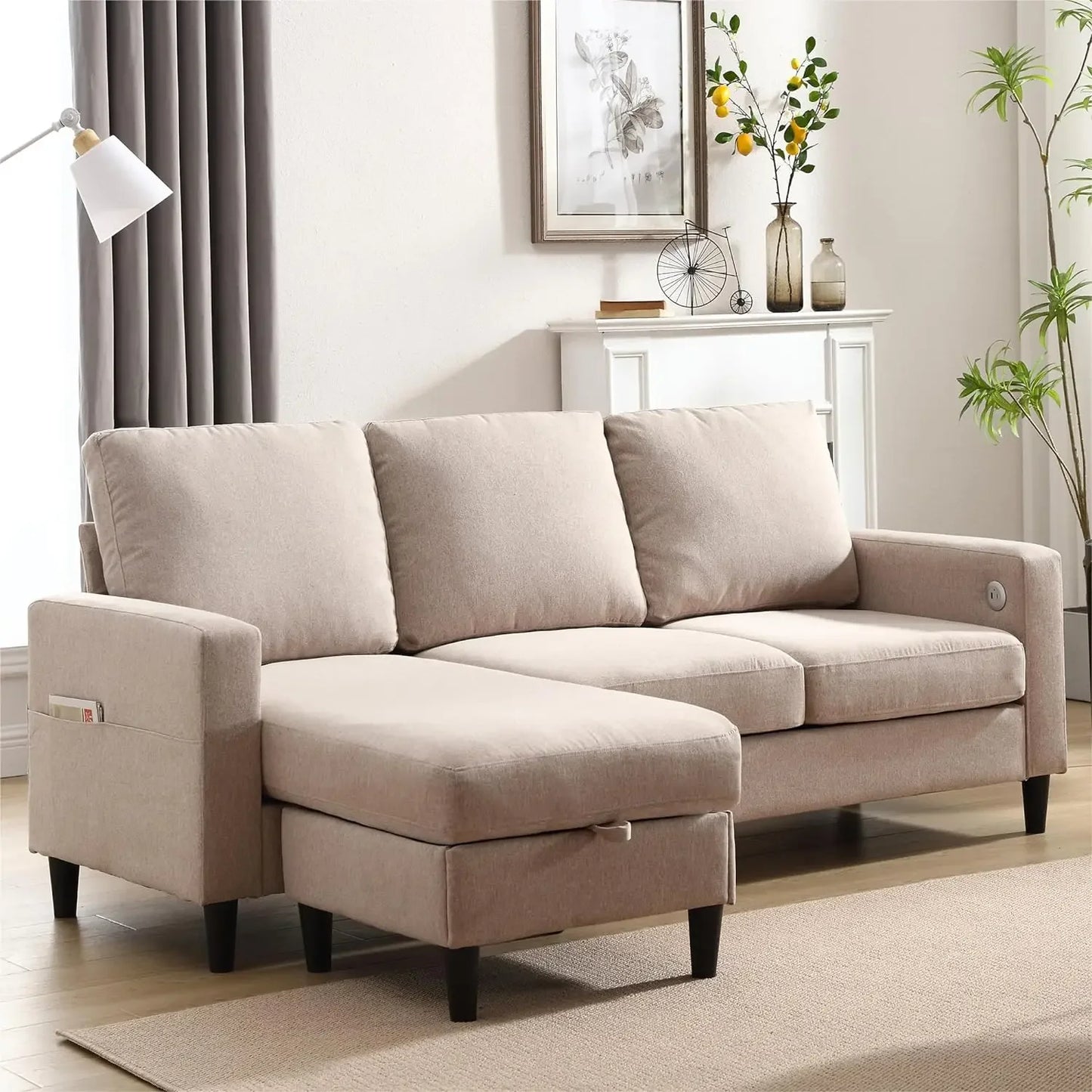 Convertible L-Shaped  Sectional Couche for Living Room