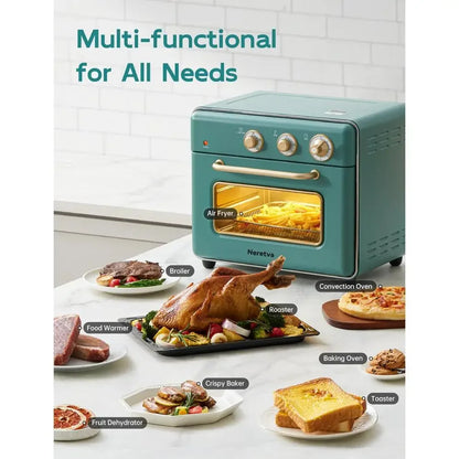 Compact Toaster Oven Air Fryer 6-in-1 1500W Rapid Heat 21QT Convection Oven with Non-Stick Interior and Cooking Accessories