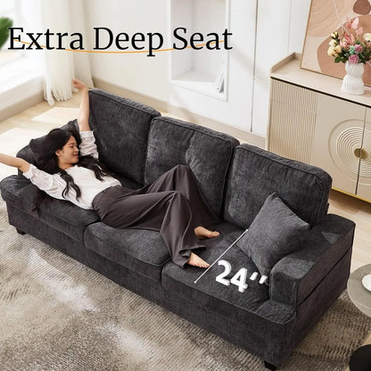 Sofa Couch for Living Room, Loveseat Sofa with Extra Comfy Deep Seat, Mid Century Comfortable 3 Seater Couch for Home Bed