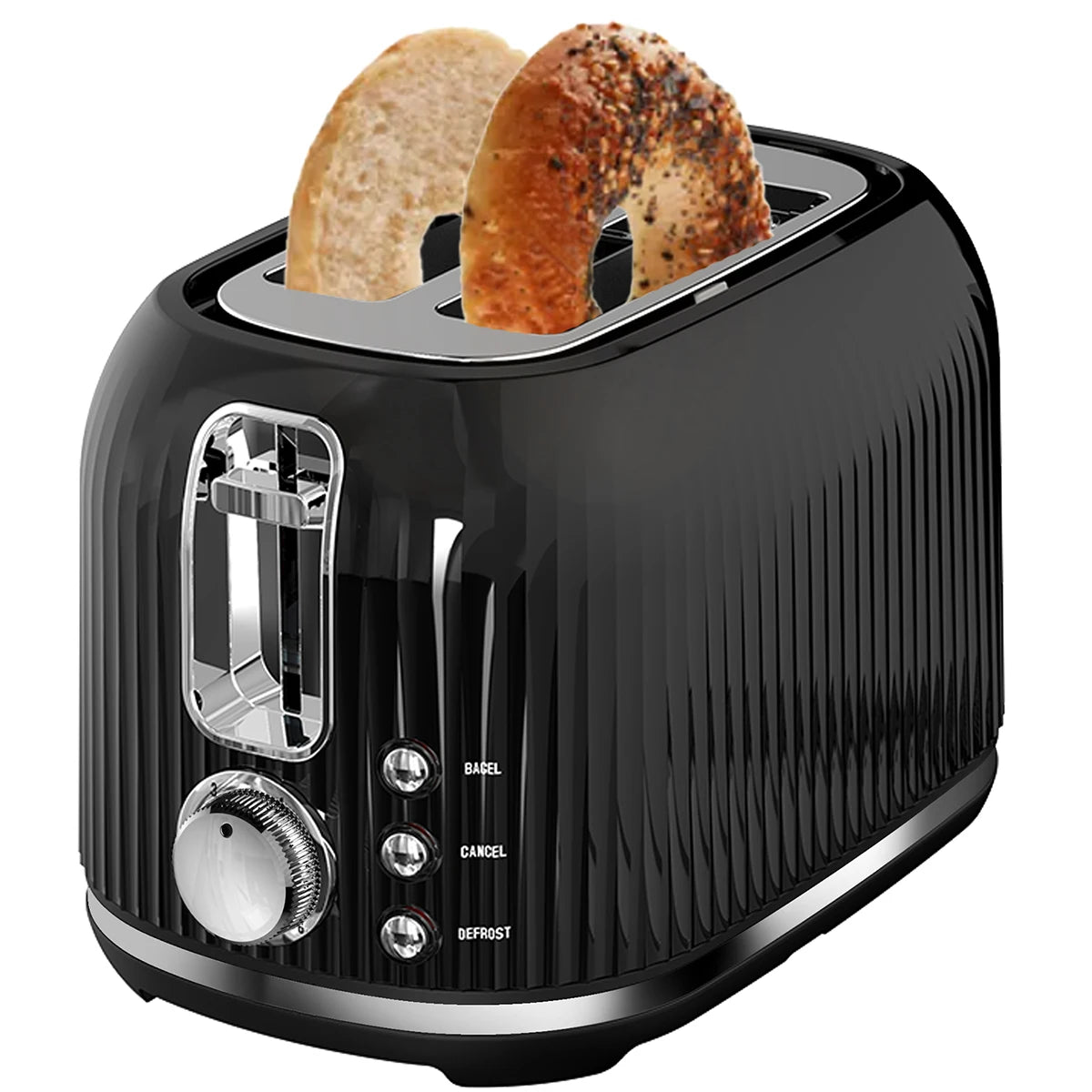 2 Slice Toaster with Extra Wide Slots, Removable Crumb Tray, 6 Browning Options, Auto Shut Off, Frozen Function