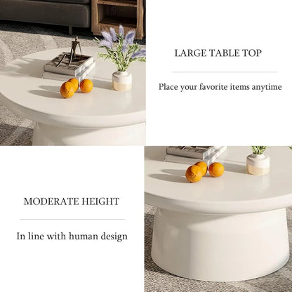 Creamy White Center Table, Modern Tea Table Low Floor